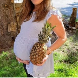 Jojo Maman Bebe Maternity Blouse Size Small Blue and White Stripe